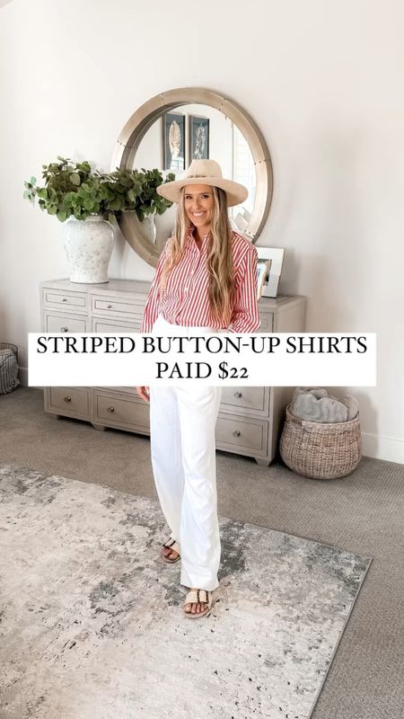 $22 striped button-up shirts that look and feel MUCH more expensive than they are! They are the perfect addition to your classy summer wardrobe! I paired it here with some $26 linen pants, $24.99 slides, and $11 hat!

These striped button-up shirts run true to size. For reference, I am 5’8” and wearing a size small!

You do NOT need to spend a lot of money to look and feel INCREDIBLE!

I’m here to help the budget conscious get the luxury lifestyle.

Spring fashion / Spring outfit / Button up shirt / Walmart fashion / Affordable / Budget / Workwear / Date Night / Dress Up or Down

#LTKfindsunder50 #LTKsalealert #LTKSeasonal