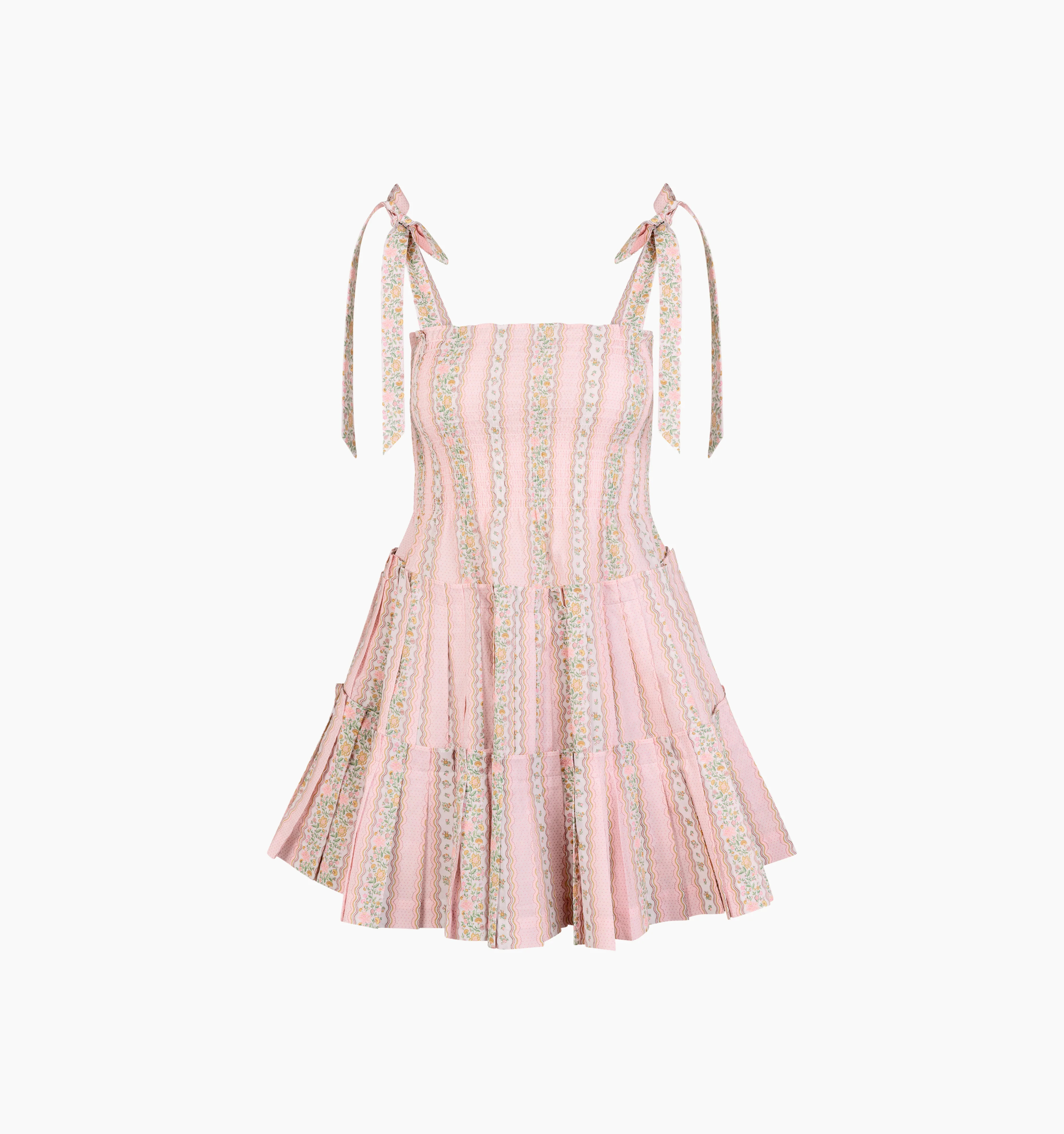 The Ribbon Charlotte Nap Dress | Hill House x La Coqueta Pink Floral Stripe / S | 100% Cotton | Hill House Home | Hill House Home US