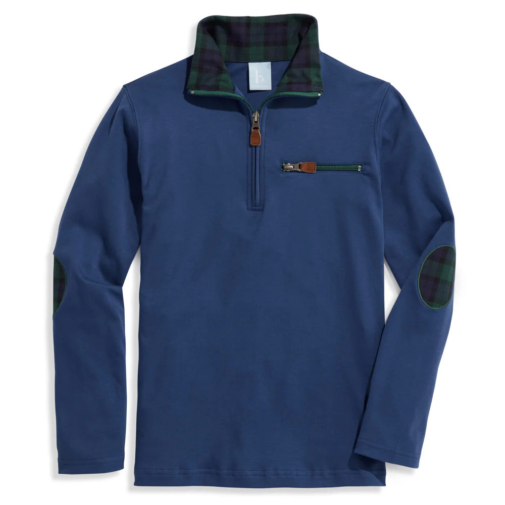 Elbow Patch Pima Half Zip Pullover | bella bliss 