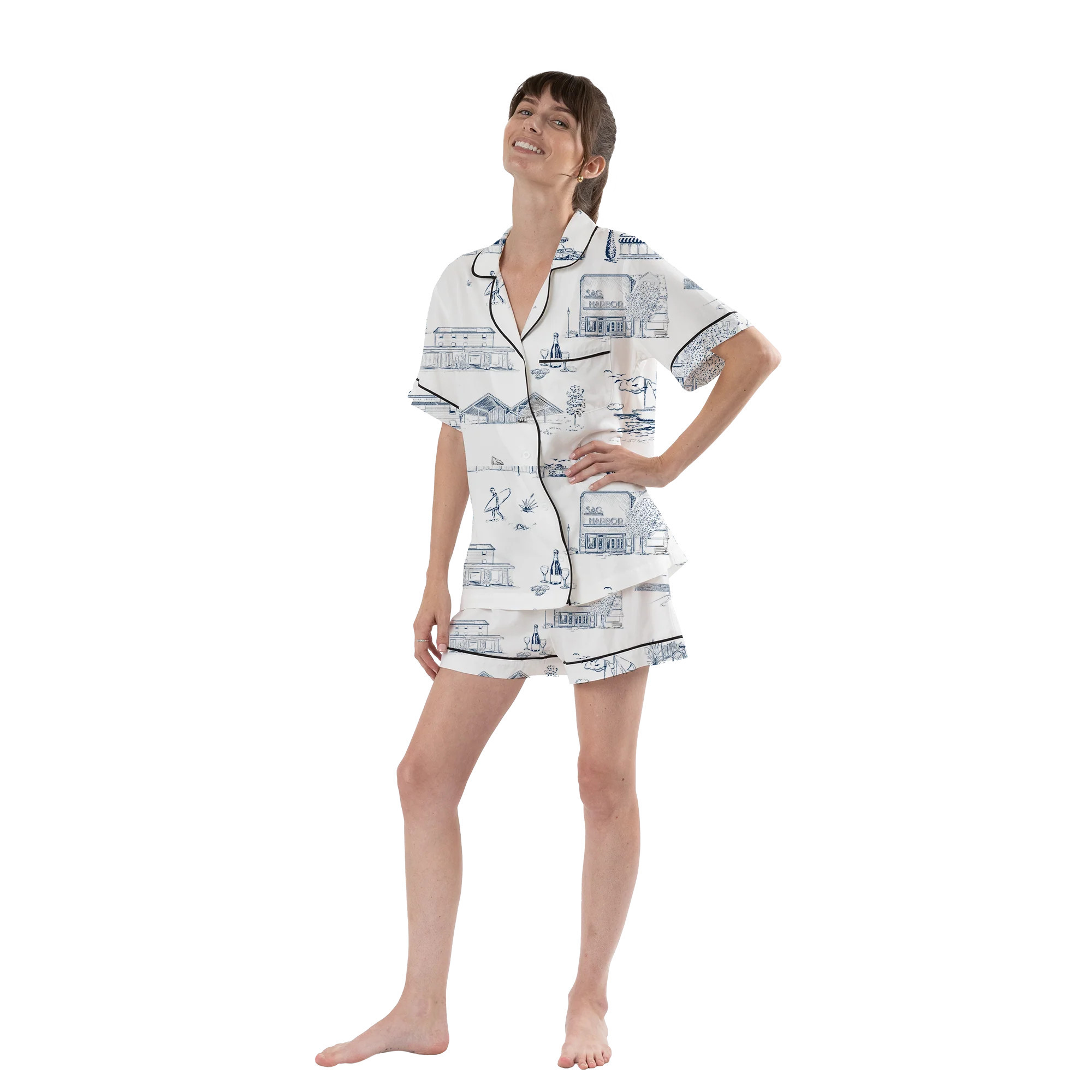 Hamptons Toile Pajama Shorts Set | Katie Kime Inc
