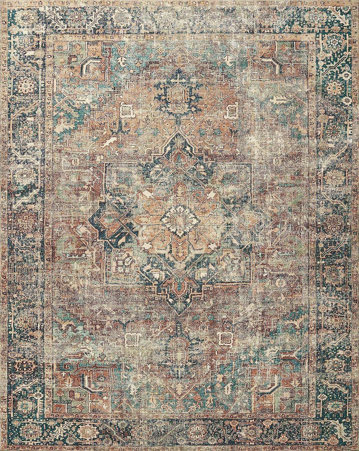 Loloi II Margot Collection MAT-02 Terracotta/Lagoon, Traditional 5'-0" x 7'-6" Area Rug | Amazon (US)