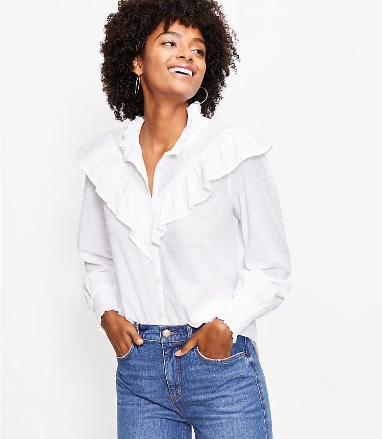 Ruffle Trim Blouse | LOFT