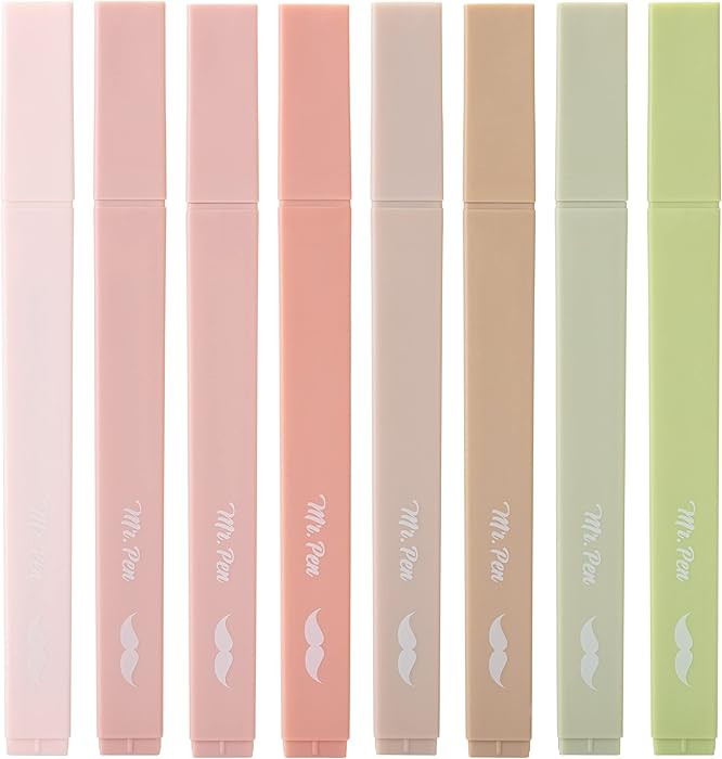 Mr. Pen- Aesthetic Highlighters, 8 pcs, Chisel Tip, Boho Colors, No Bleed Bible Highlighter Paste... | Amazon (US)