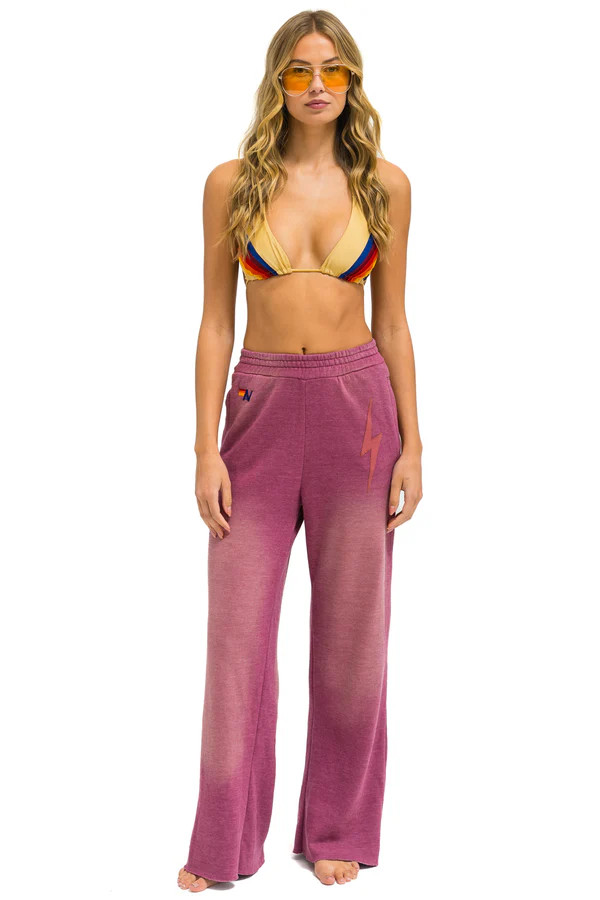 BOLT STITCH WIDE LEG POCKET SWEATPANTS - FADED BERRY | Aviator Nation
