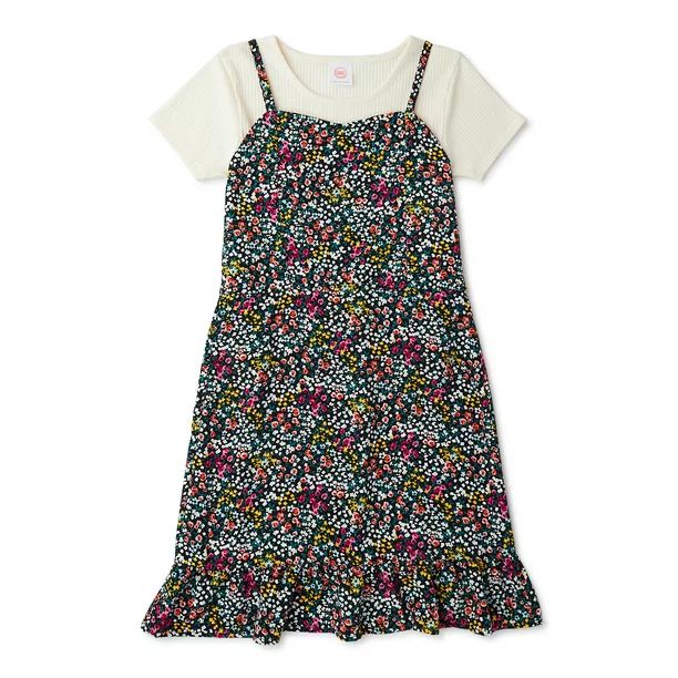 Wonder Nation Girls Short Sleeve Tee & Dress Set, Sizes 4-18 & Plus - Walmart.com | Walmart (US)