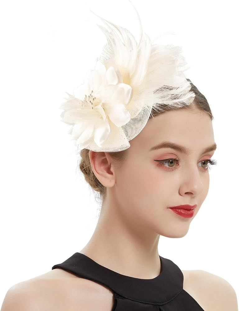 Fascinators Hats for Women,Tea Party Fascinator Hair Clip with Feathers for Wedding,Derby Hats He... | Amazon (US)
