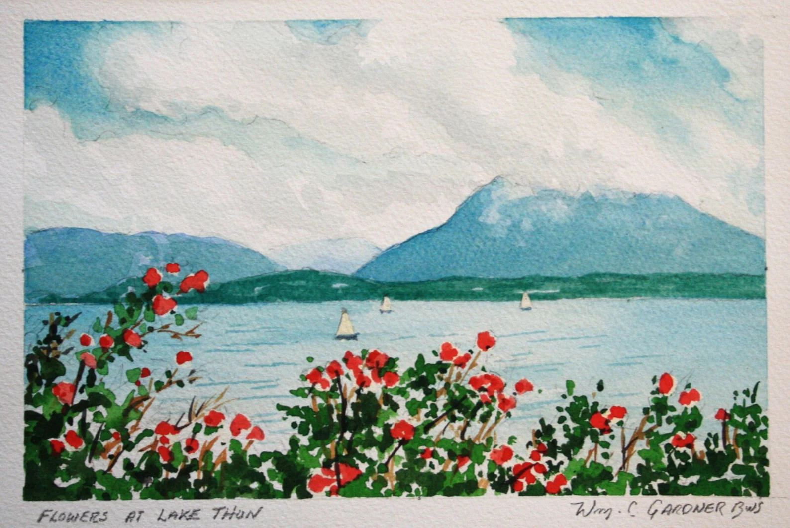 Original Lake Thun Switzerland Watercolor Flowers Art Europe | Etsy | Etsy (US)