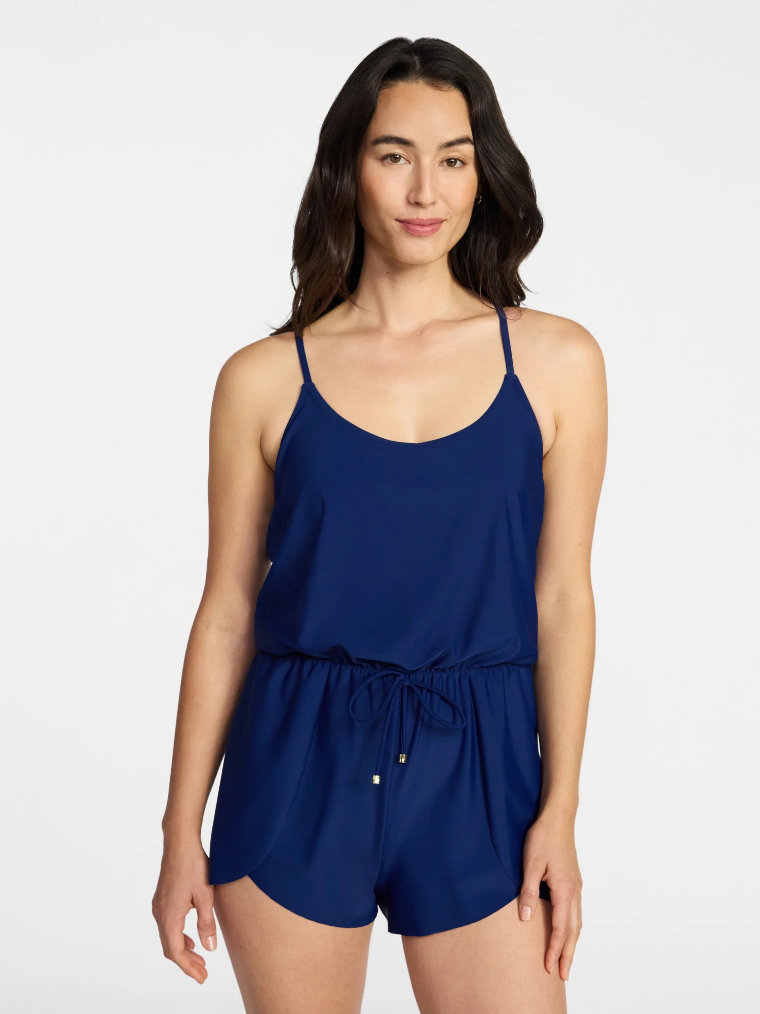 Time and Tru Women's Tank Romper One Piece Swimsuit, Sizes XS-XXXL | Walmart (US)