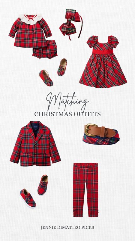 Matching Christmas outfits, plaid, tartan, red and green, blazer, dress, trousers, belt, sneakers, ballet flats 

#LTKfamily #LTKSeasonal #LTKHoliday