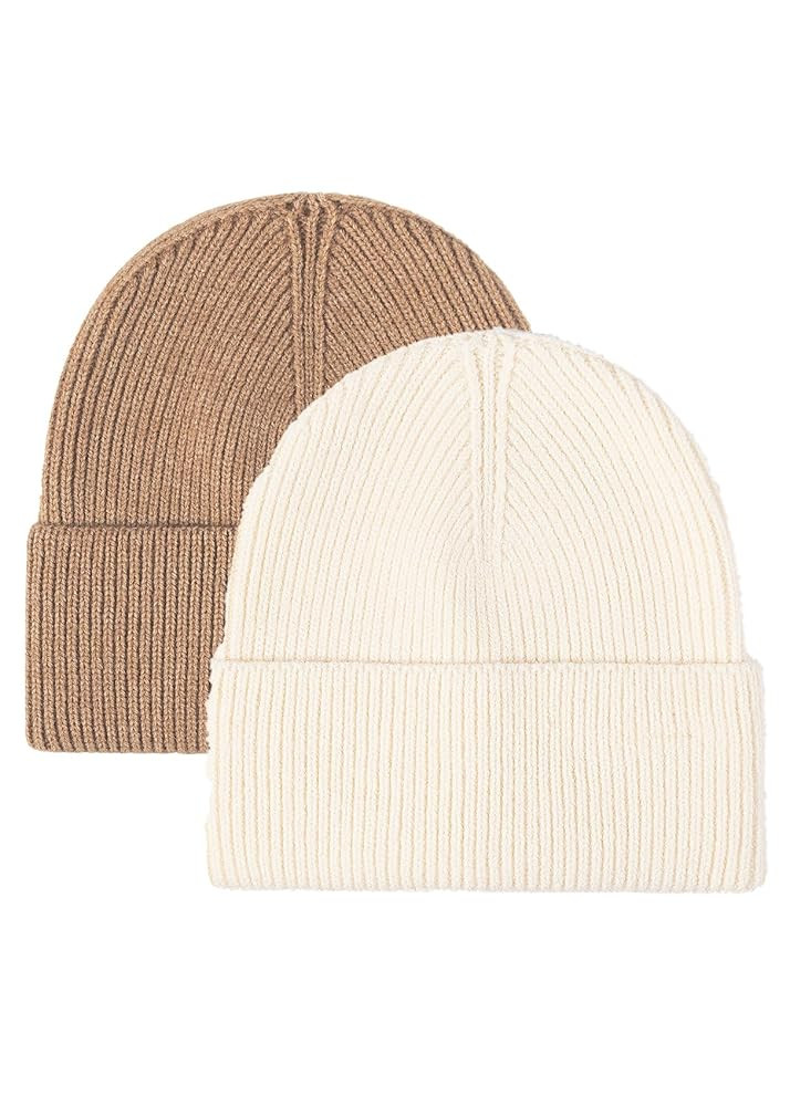 Mommy Jennie 2 Pack Men's Unisex Winter Beanie Hat Rib Knit Cuffed Women Cap | Amazon (US)