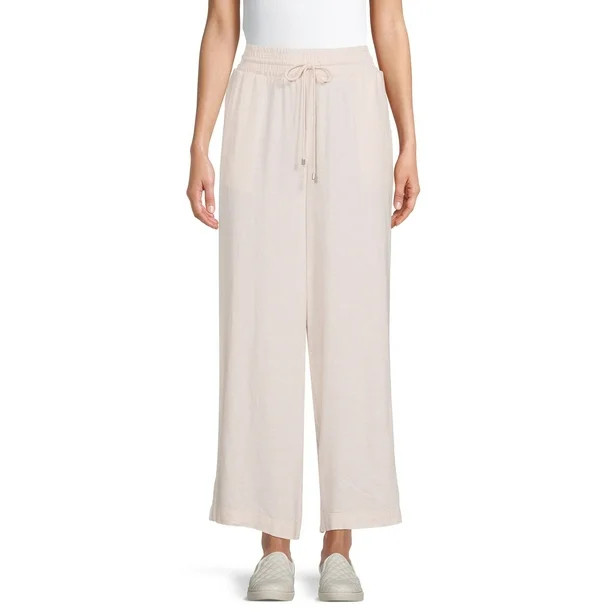 Time and Tru Women's Linen Blend Pull-On Pants | Walmart (US)
