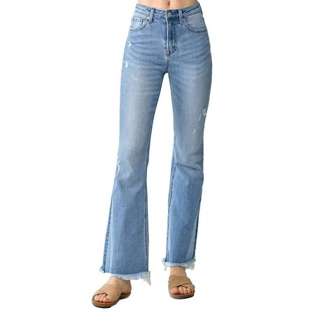 Risen Jeans - High Rise Vintage Frayed Hem Flare - RDP1277 | Walmart (US)