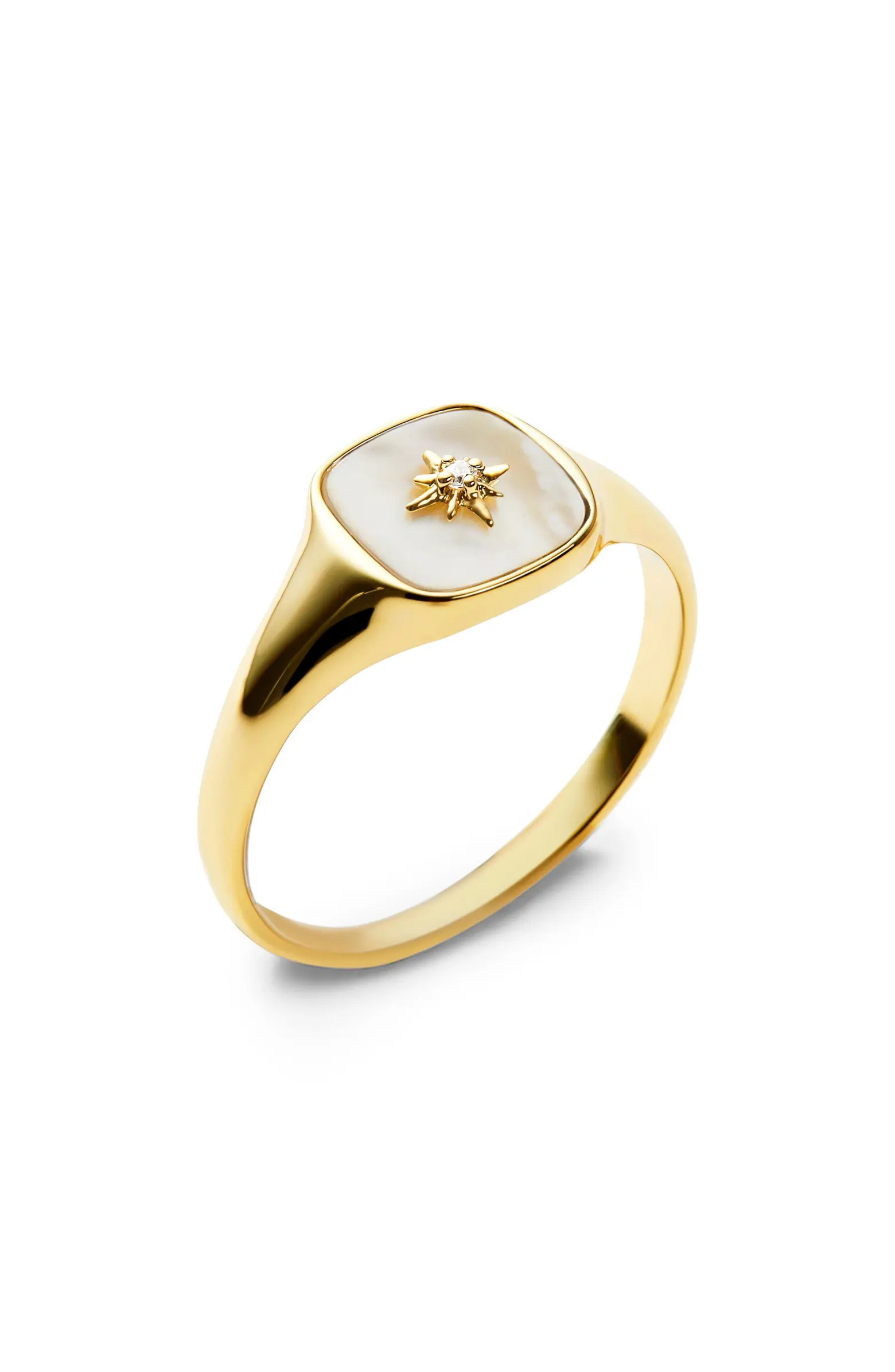 Amara Mother-of-Pearl Star Signet Ring | Nordstrom