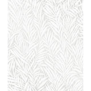 Holzer White Fern Paper Non-Pasted Textured Wallpaper | The Home Depot