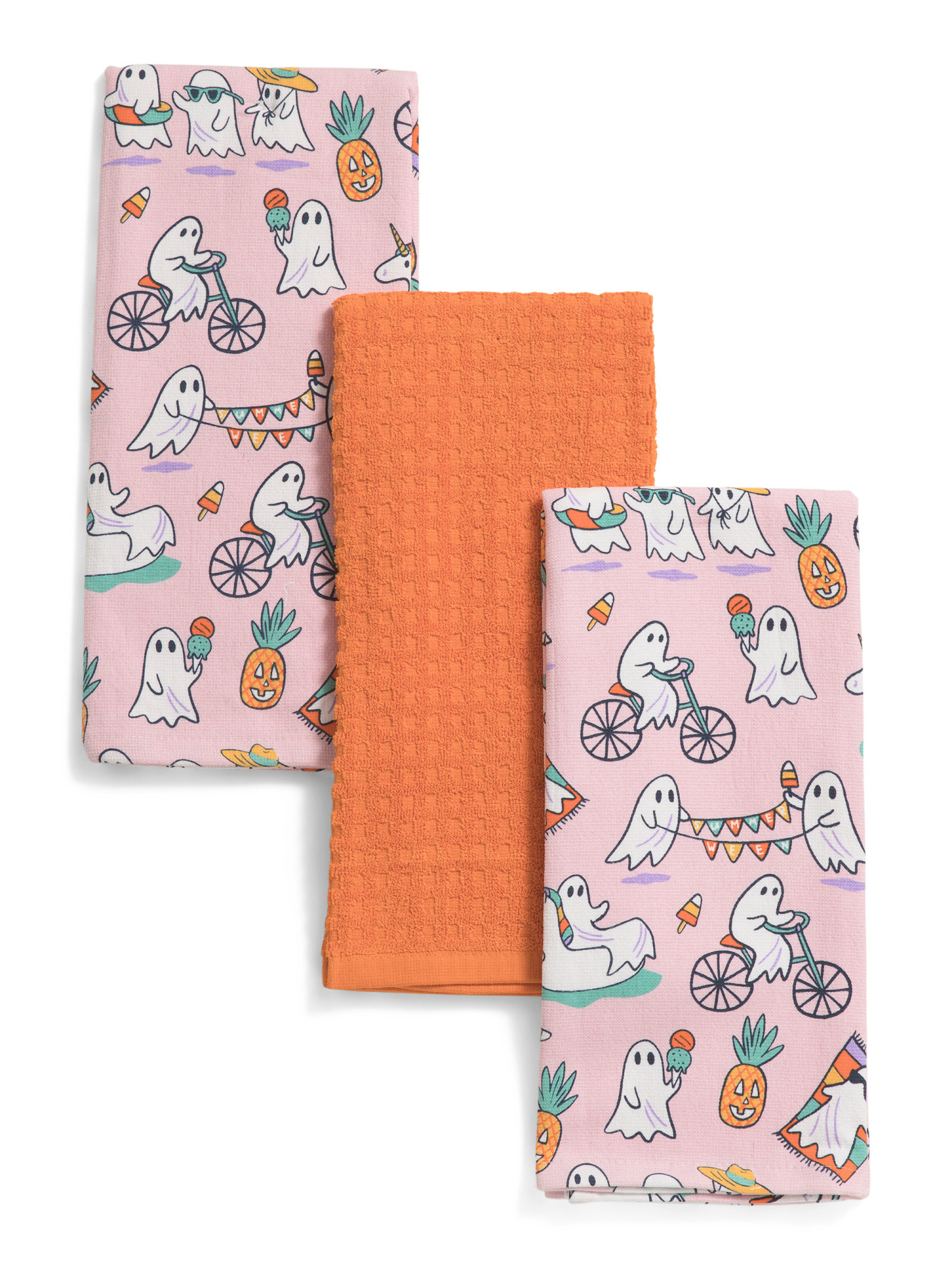 Set Of 3 Ghost Summerween Kitchen Towels | TJ Maxx