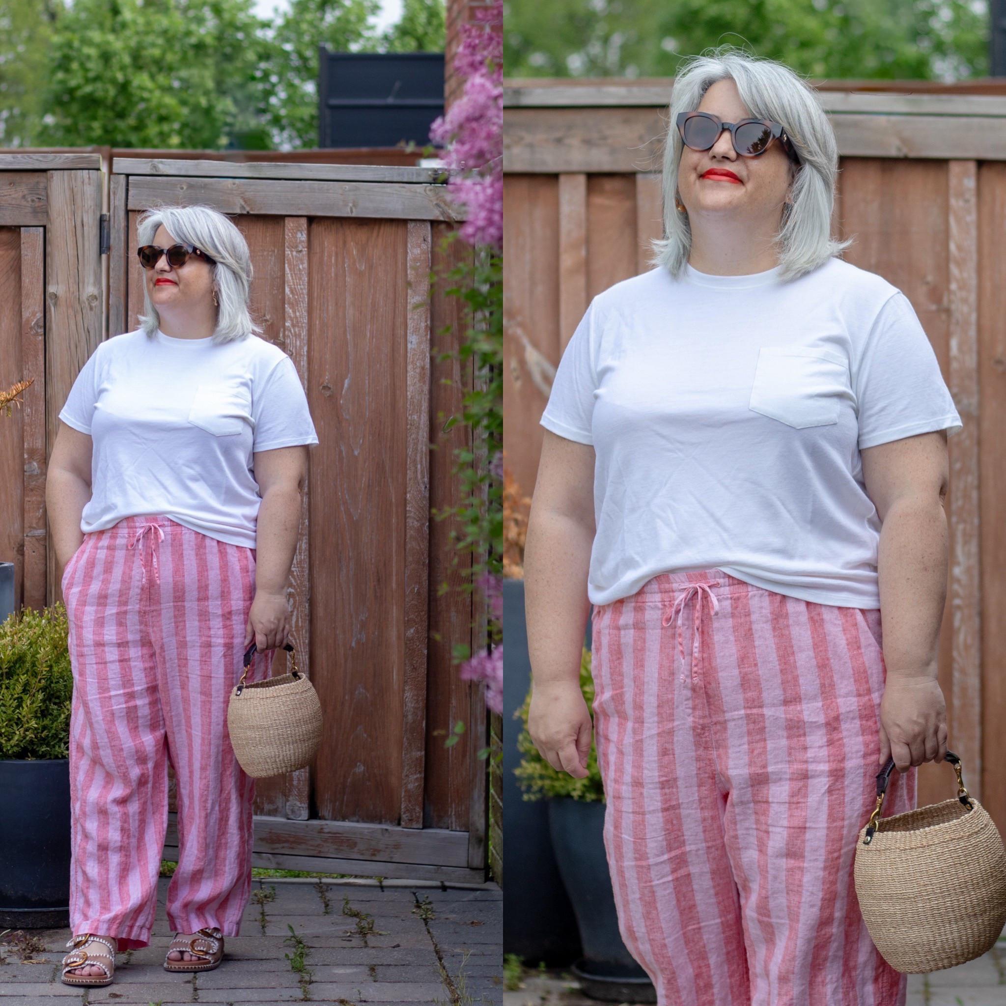 Linen pants in pink stripe. Fun beachy summer outfit. 

#LTKmidsize #LTKsummer #LTKcurves