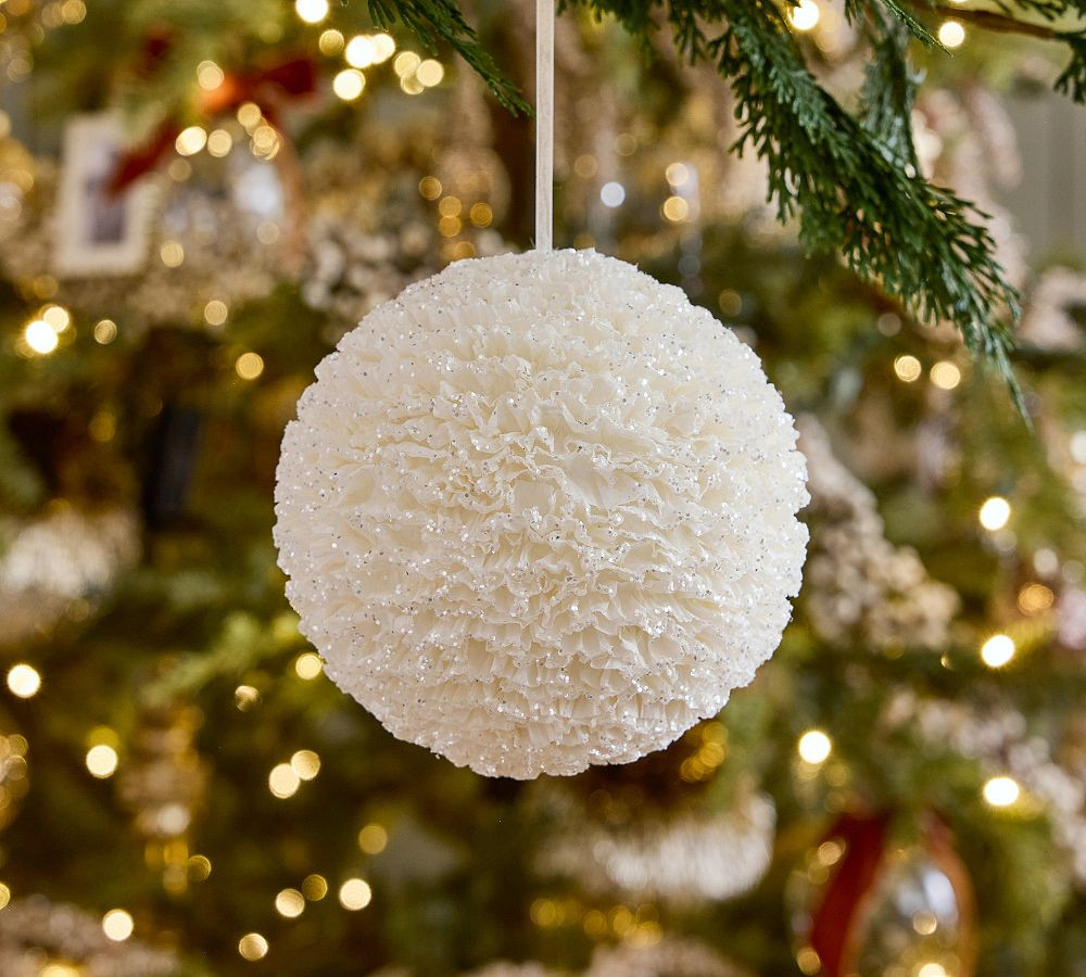 White Paper &amp; Glitter Ball Ornament | Pottery Barn (US)