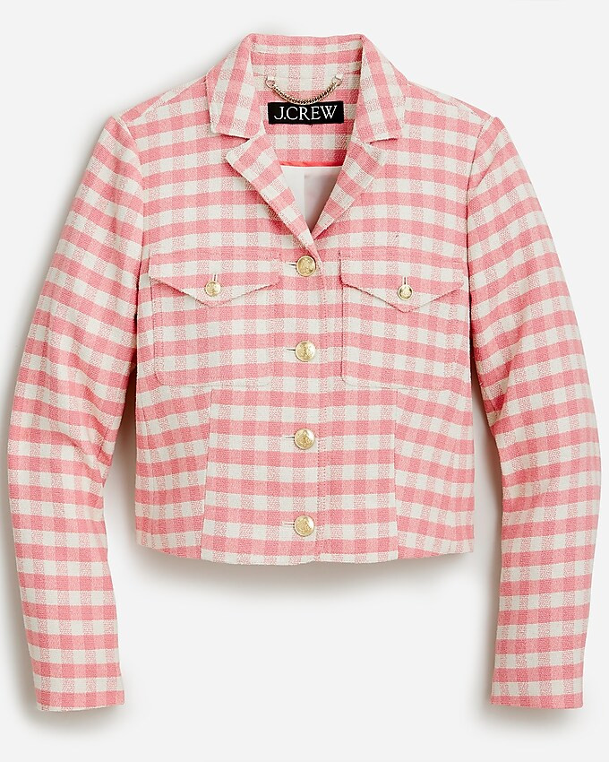 Collared lady jacket in gingham terry tweed | J. Crew US