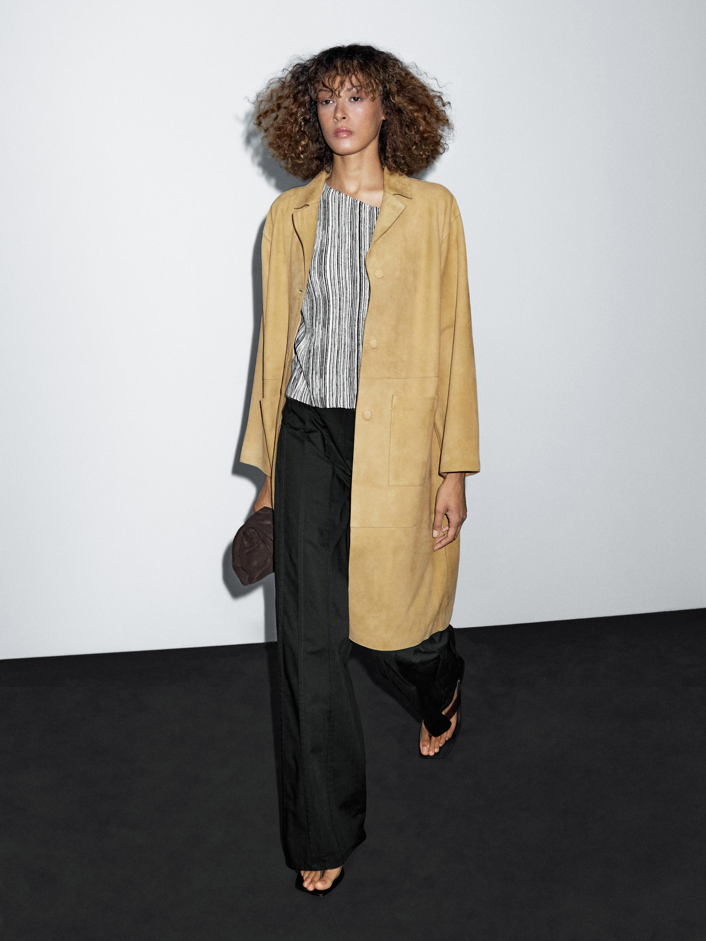 Long suede leather coat | Massimo Dutti UK