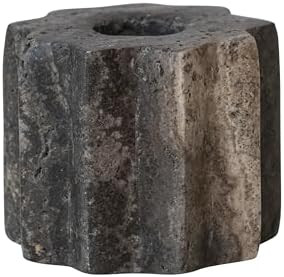 Bloomingville Carved Travertine Taper Holder, Grey | Amazon (US)