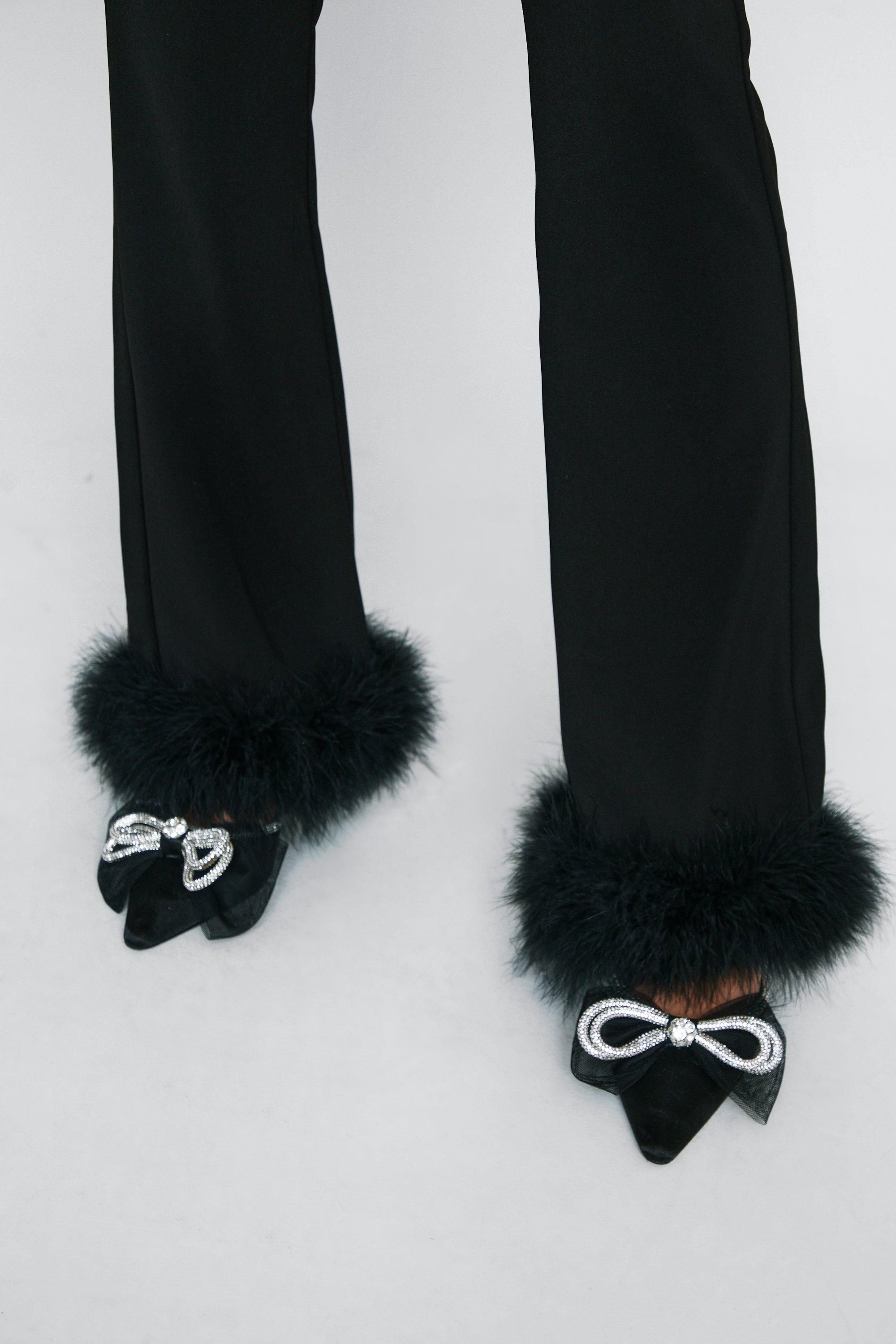 Flared Pants With Feather Trims | NastyGal (UK, IE)