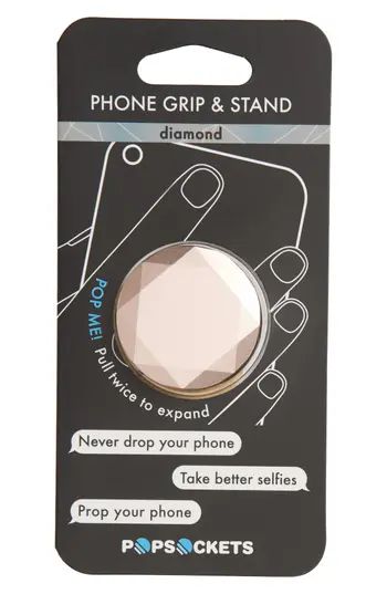 Popsockets Black Metallic Diamond Cell Phone Grip & Stand - Pink | Nordstrom