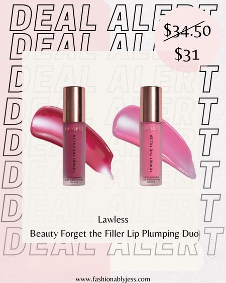 Absolutely loving these Lawless lip plumping glosses! Great deal for this duo!
#lipgloss #beauty #cleanmakeup

#LTKFind #LTKsalealert #LTKbeauty