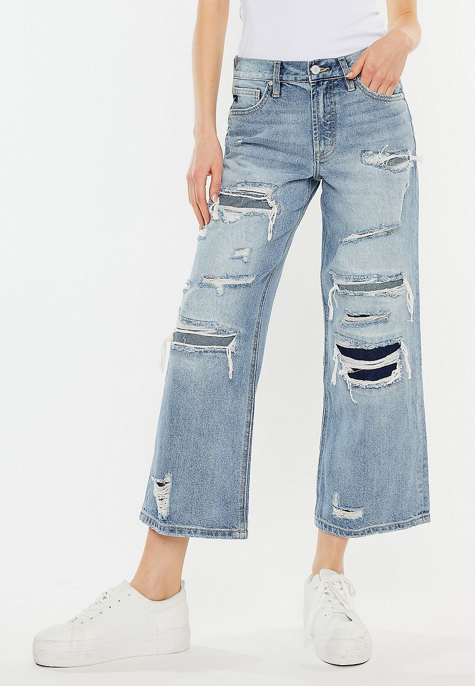 KanCan™ Ripped High Rise Wide Leg Cropped Jean | Maurices