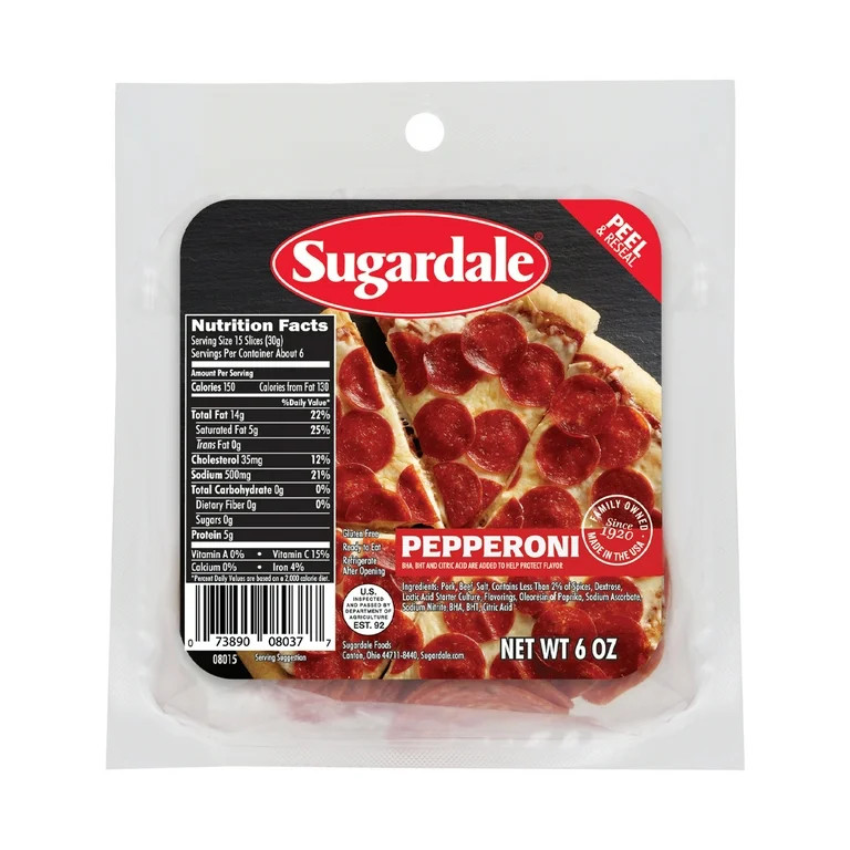 Sugardale Regular Sliced Pepperoni, Gluten Free, 6 oz Pouch | Walmart (US)