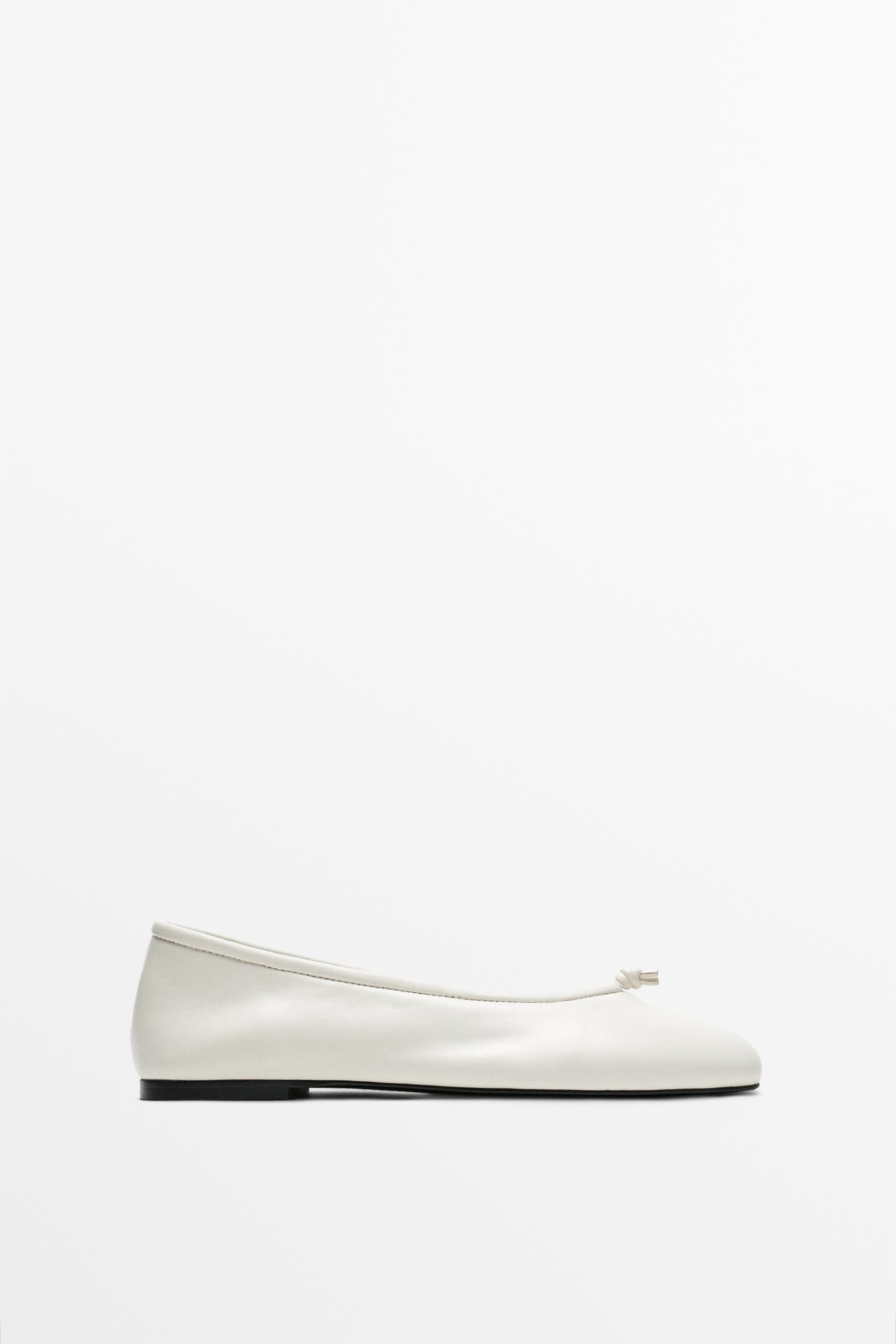 Knotted leather ballet flat | Massimo Dutti US