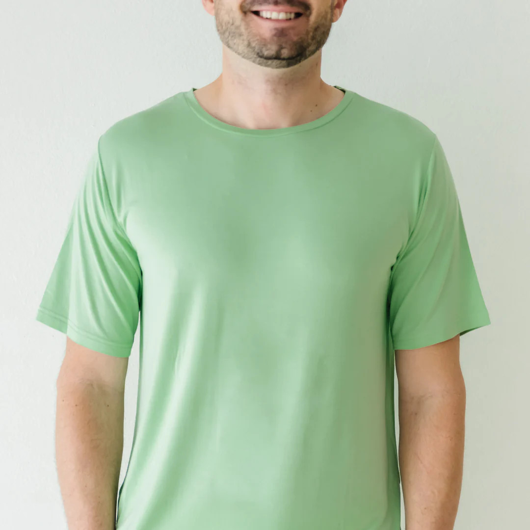 Pistachio Men's Short Sleeve Bamboo Viscose Pajama Top | Little Sleepies