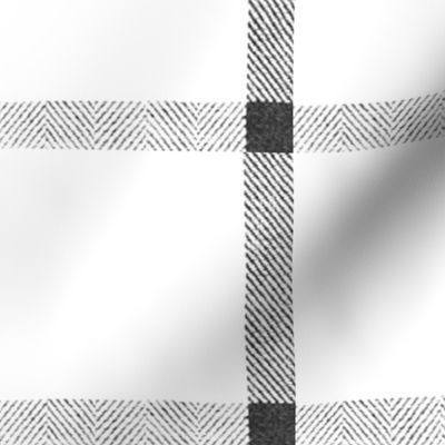 black white linen check buffalo plaid tartan plaid Fabric byeti`enne | Spoonflower