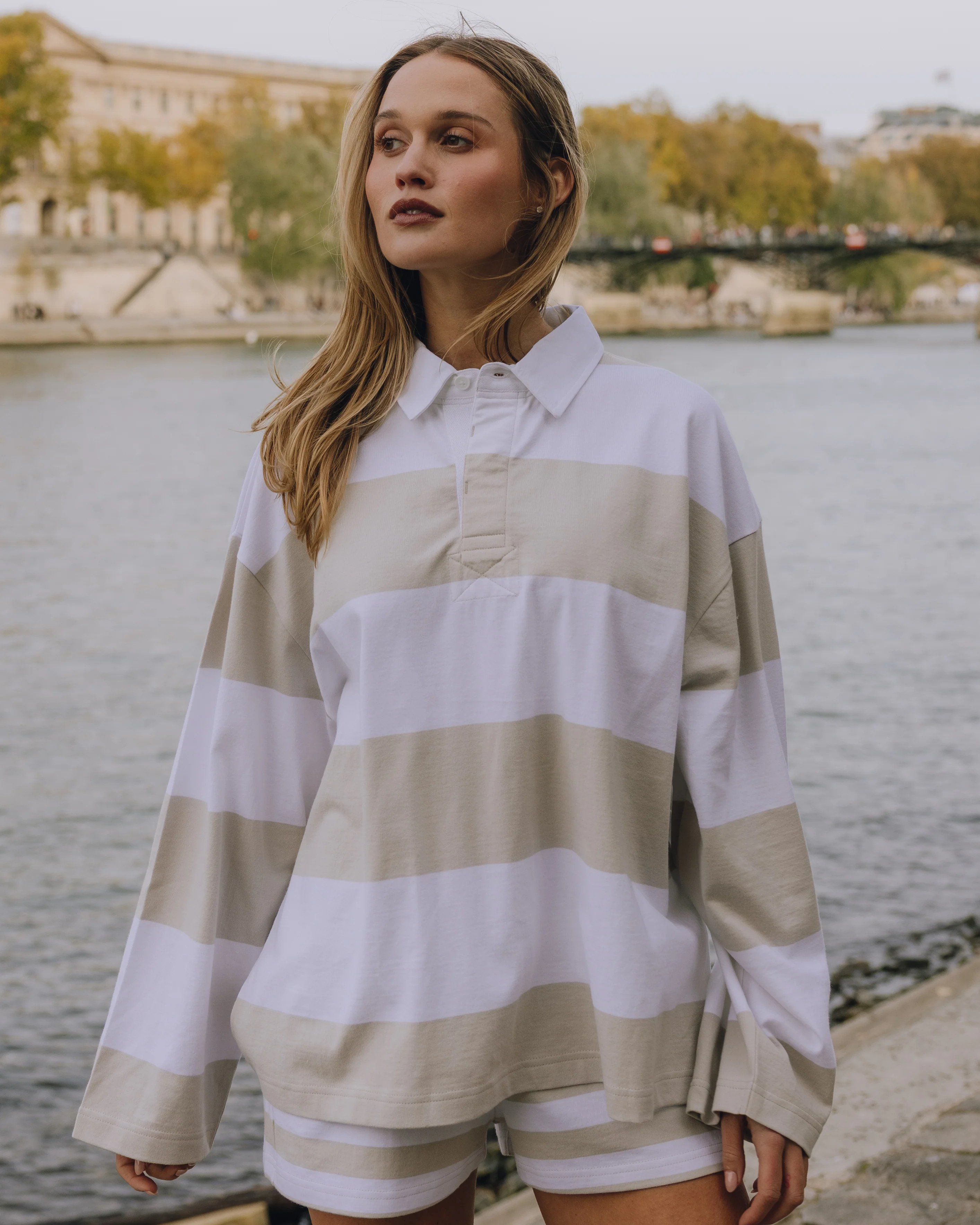 Rugby Tee - Light Grey + White Stripe | Daily Drills LLC