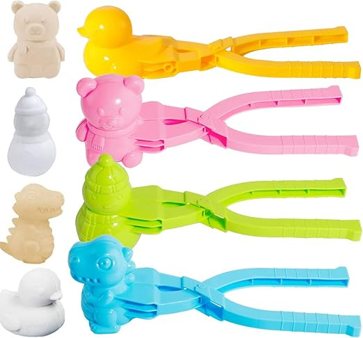 Snowball Maker Toys, 4pcs Outdoor Snow Ball Toys Beach Toy with Handle Snowball Maker Tools Shape... | Amazon (US)