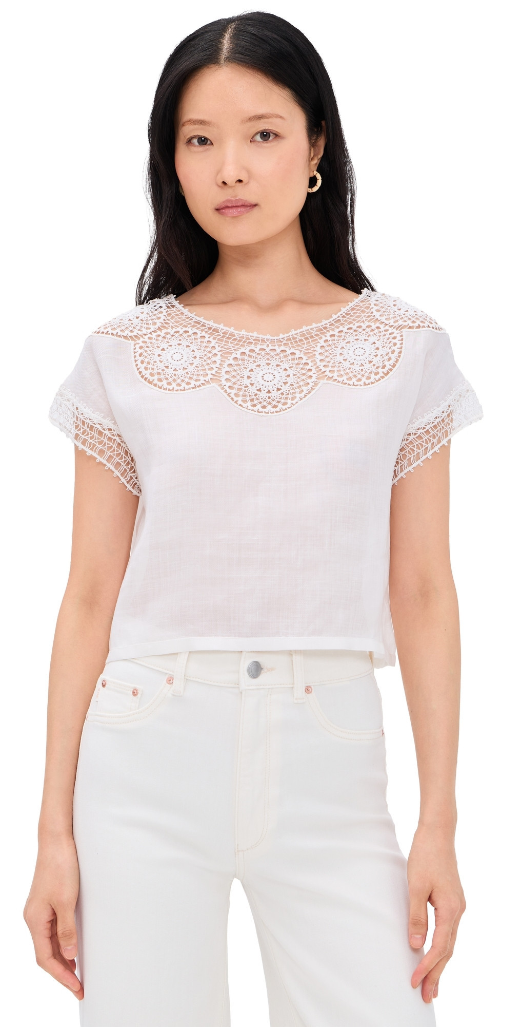 Nili Lotan Caila Ramie Top Ivory L | Shopbop