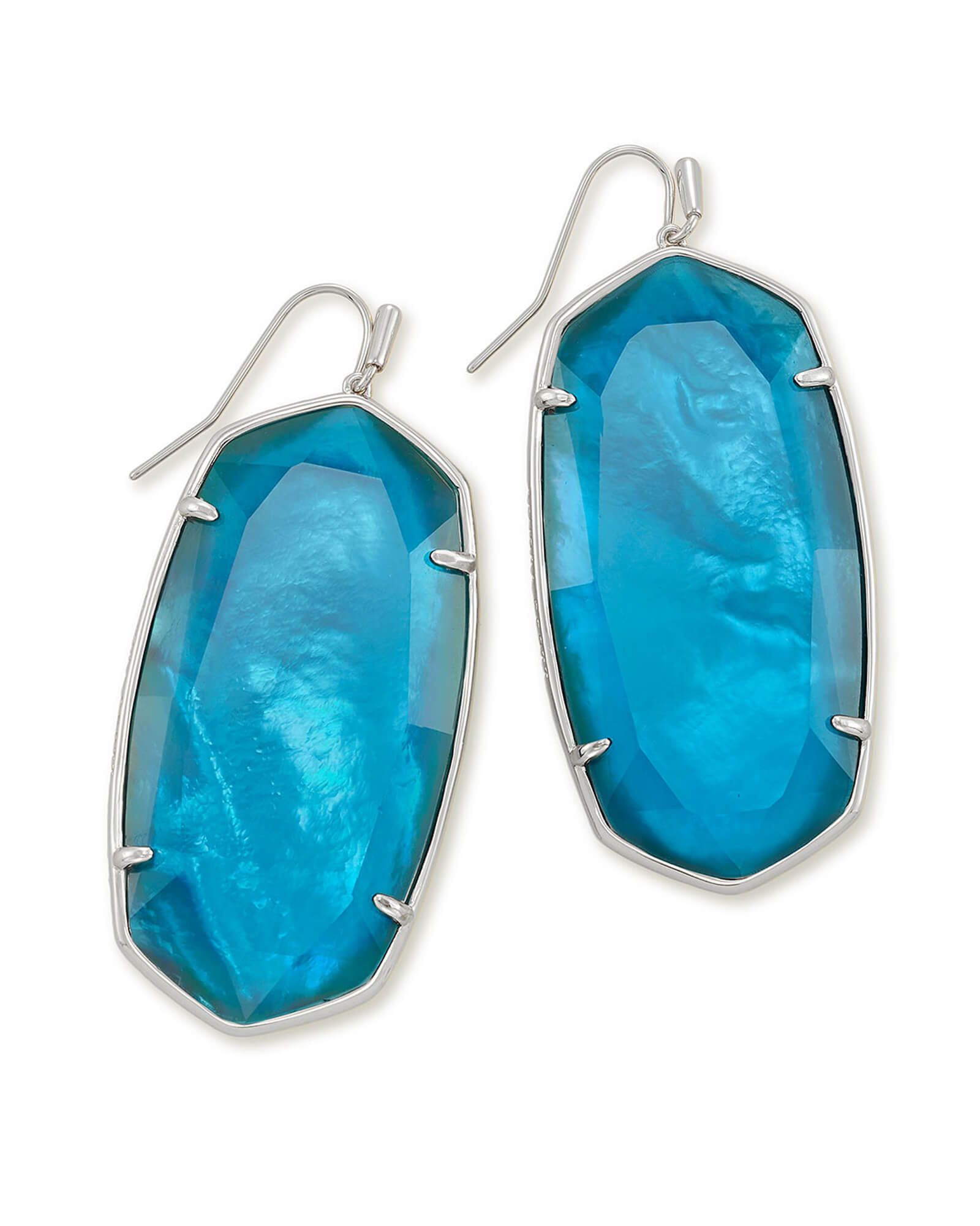 Faceted Danielle Silver Statement Earrings in Peacock Blue Illusion | Kendra Scott