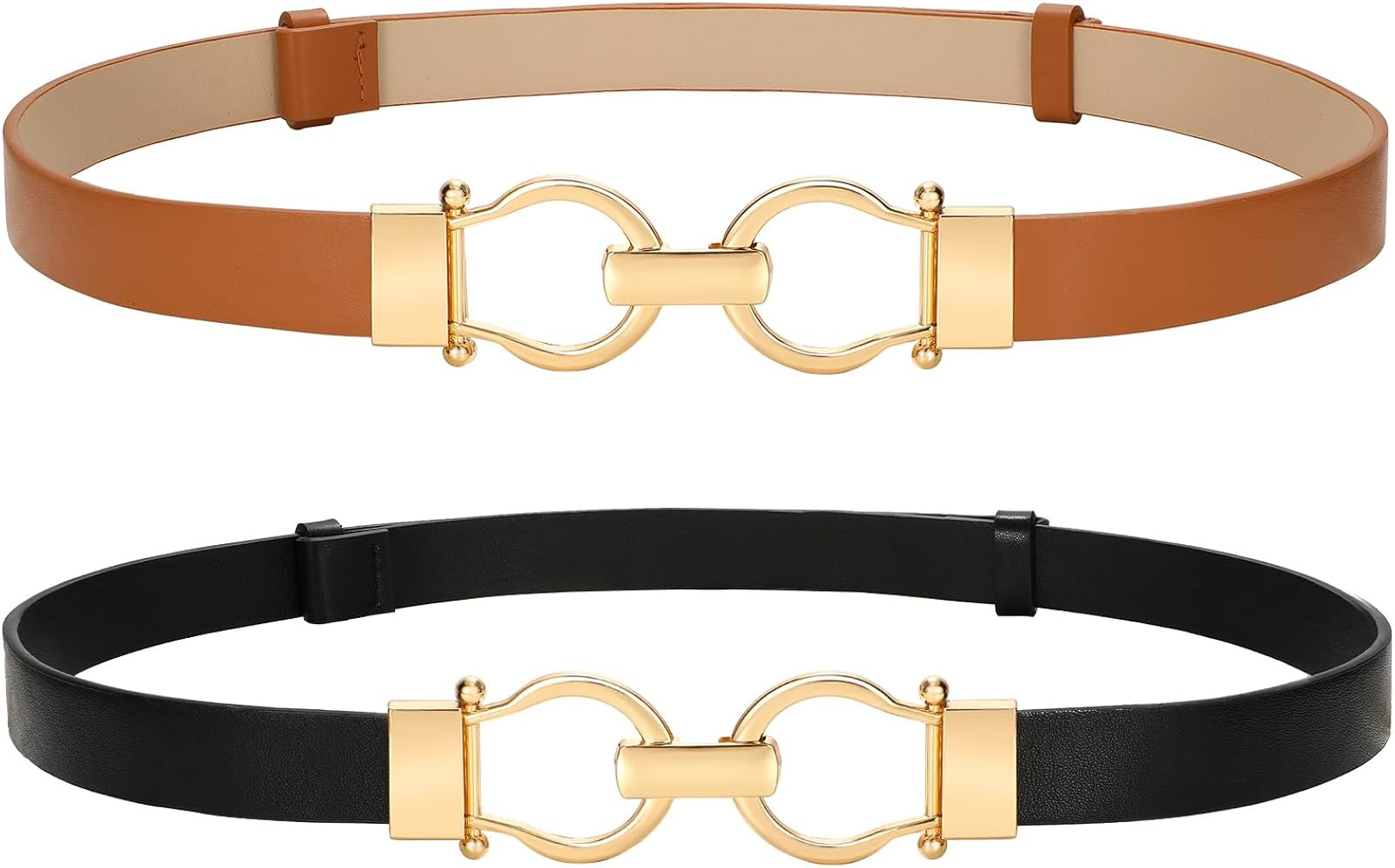 VONMELLI 2 Pack Women's Leather Belts for Jeans Dress Pants Ladies Waist Belt Skinny Belt with Fa... | Amazon (US)