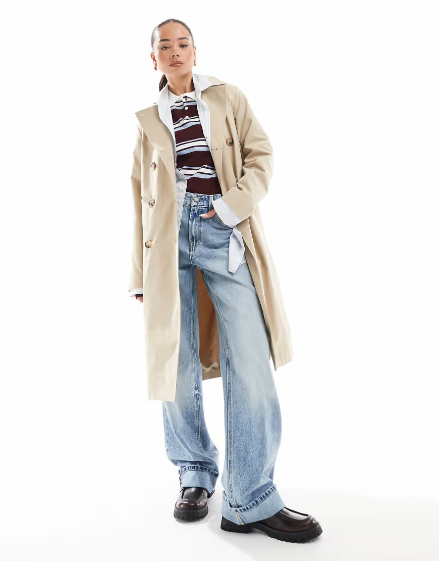 New Look trench coat in stone-Neutral | ASOS (Global)