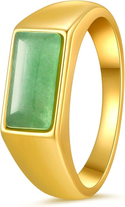 YeGieonr Gold Signet Rings for Women Non Tarnish Gold Rings, Waterproof Gemstones Statement Ring,... | Amazon (US)