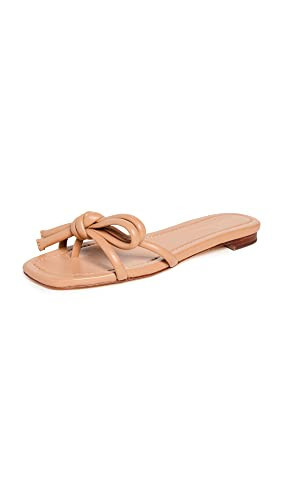 Loeffler Randall Women's Hadley Leather Bow Flat Sandals, Dune, Tan, 5.5 Medium US | Amazon (US)