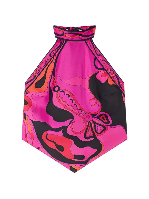 Orchidee-print silk top | Farfetch Global