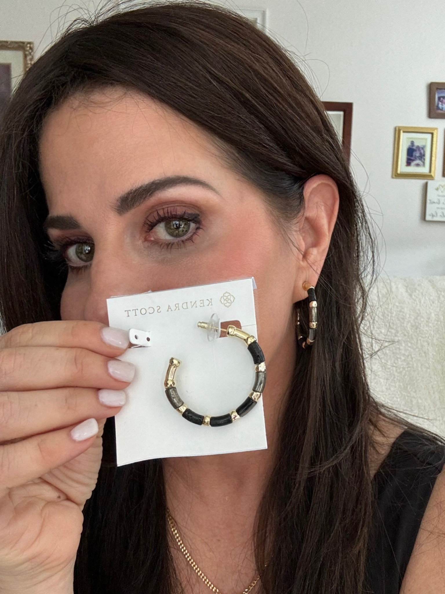 New KS earrings. Hoops with Black Mother of Pearl. 

#LTKStyleTip #LTKOver40