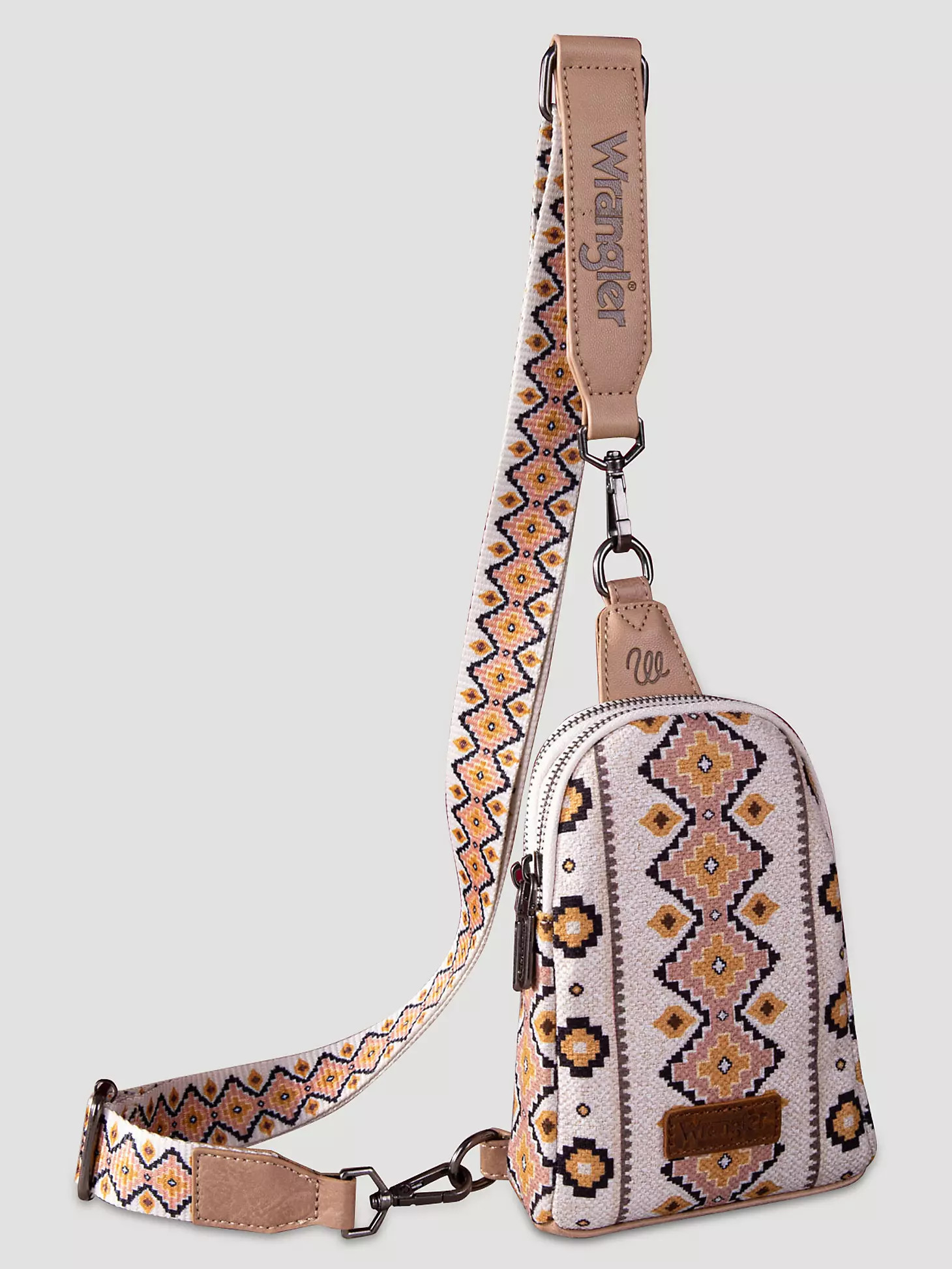 Southwestern Print Canvas Sling Bag in Brown/Tan | Wrangler