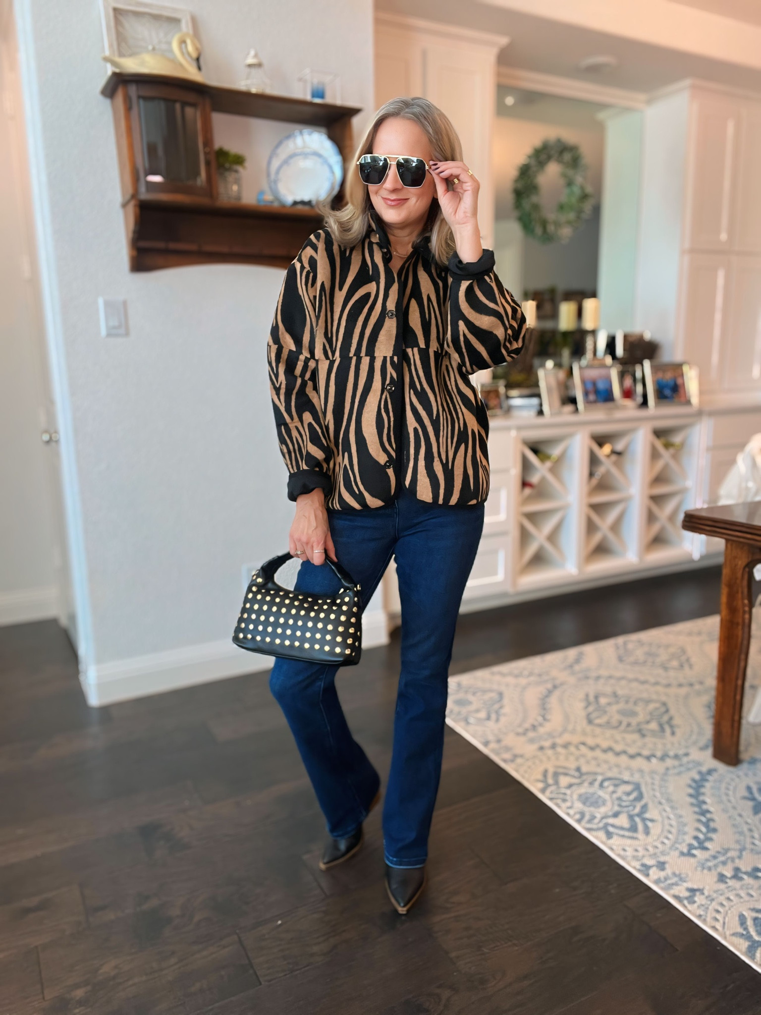Date night look from Vici Collection

Bootcut denim, animal print jacket, studded bag, aviators, oversized jacket

#LTKFindsUnder50 #LTKStyleTip #LTKOver40