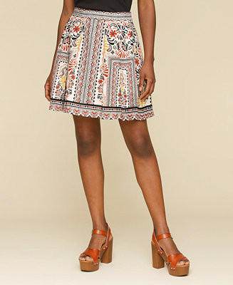 Women's Printed Linen-Blend Pleated Mini Skirt | Macy's