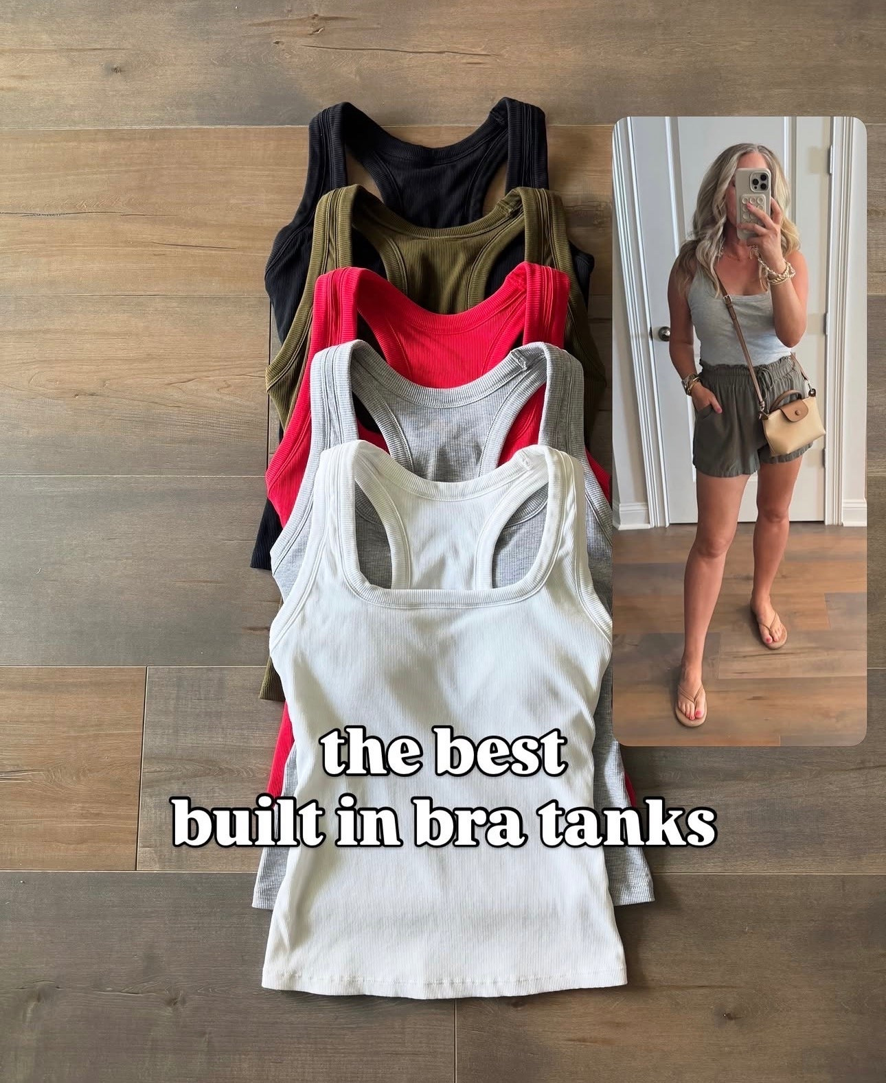 Amazon fashion Amazon finds built in bra racer back tank and linen shorts. Everyday basics