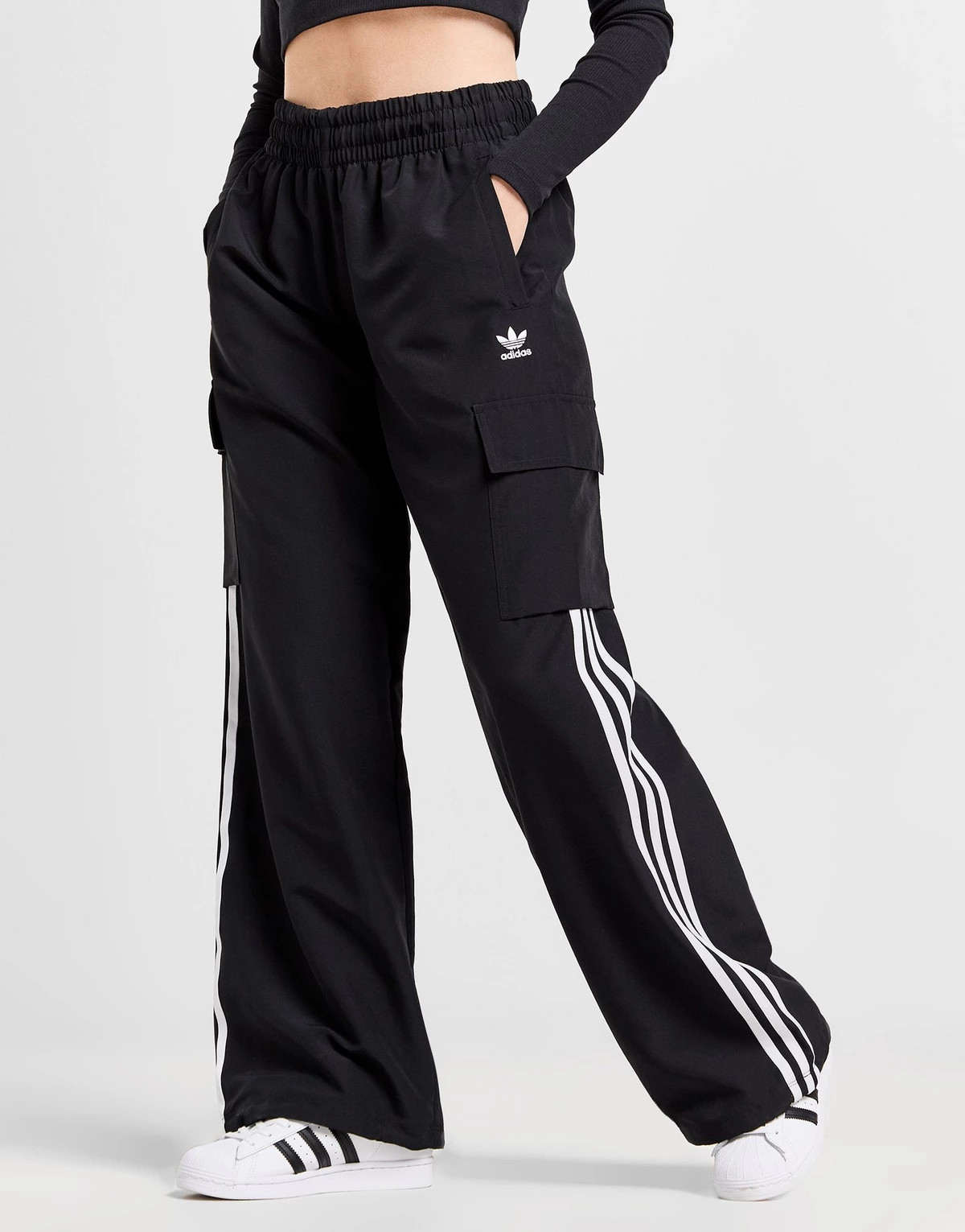 Black adidas Originals 3-Stripes Wide Leg Cargo Pants - JD Sports | JD Sports (AU)