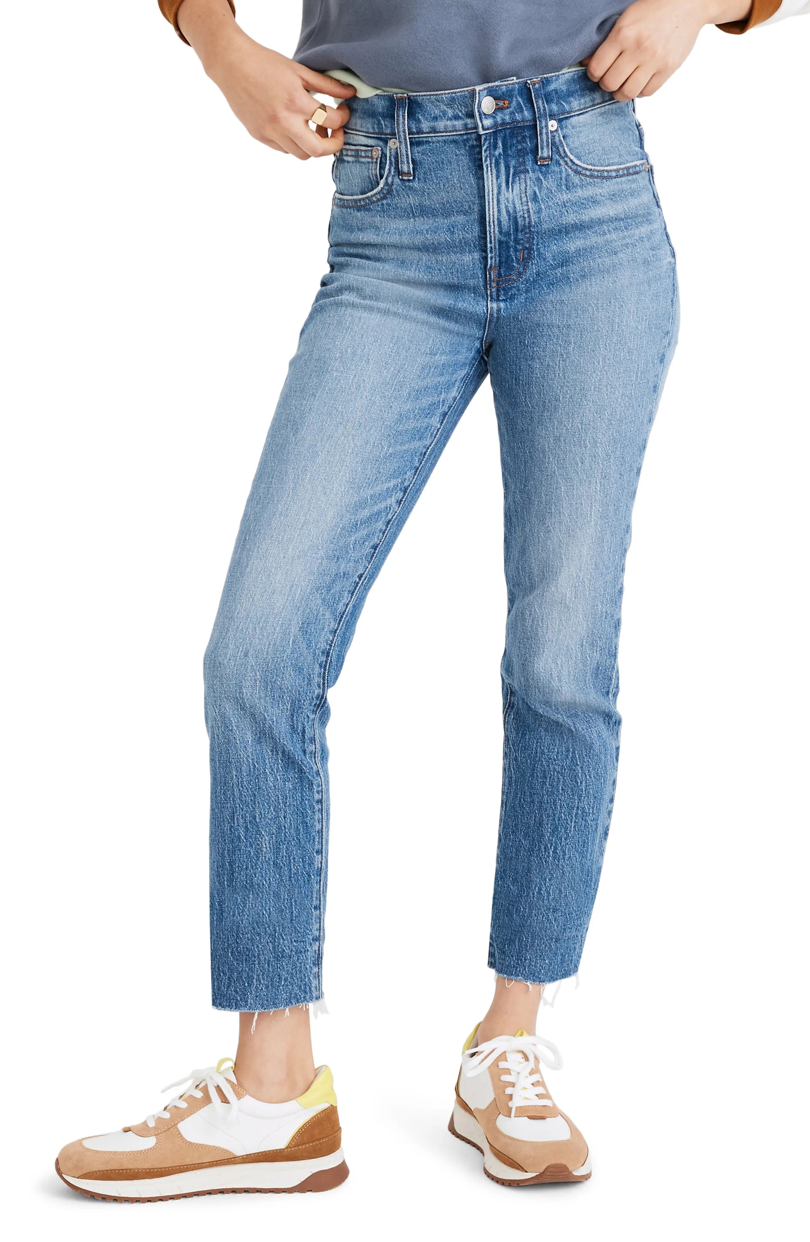 Women's Madewell The Perfect Vintage Raw Hem Jeans, Size 33 - Blue | Nordstrom