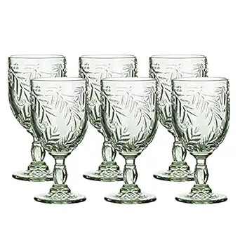 WHOLE HOUSEWARES | Coloured Green Vintage Wine Glass Goblet | 8.5 oz Embossed Design | Wedding, P... | Amazon (US)