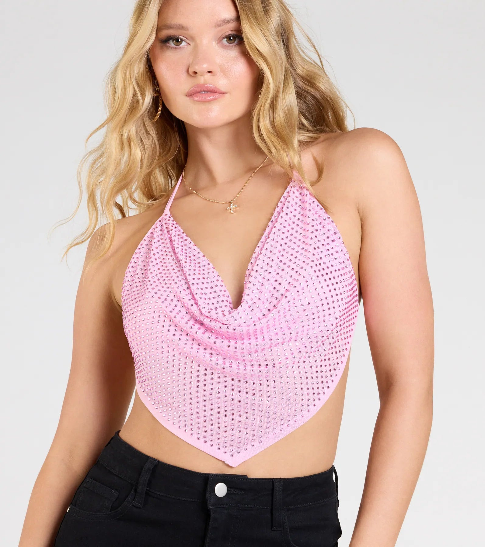 Life Of the Party Rhinestone Open Back Crop Top | Windsor Stores